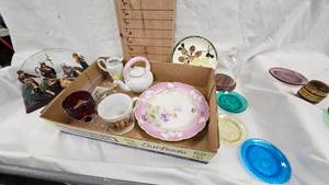 Domed Display and various glassware pieces