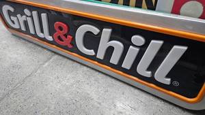 DQ Grill and Chill Polymer Sign, Approx 82x22(Like New, Never Used)