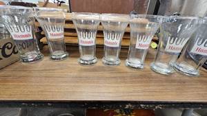 Set of 7 Hamms Vintage Glasses