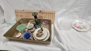 Fire King Jadite Cup, Various Vintage Dishes, Indiana Glass Vaseline Glass Sugar Bowl