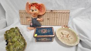 Misc Vintage Serving Dishes and Mouse Toy