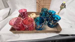 Hand Painted Glasses and Cranberry Glasses