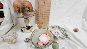 Hand Painted Lamp and Misc