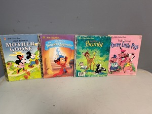 Little Golden Books - Bambi, Three Little Pigs, Mother Goose and The Sorcerers Apprentice