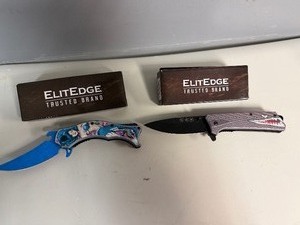 ElitEdge Gray Shark Abs Folder 4 34 Closed (Retail $36.95) and ElitEdge Mermaid Assist 4 12 Closed (Retail $32.95)
