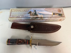 Chipaway Classics Landing Eagle Hunting Knife Stainless Steel Blade, Genuine Bone and Pakka Wood Handle 12 Overall