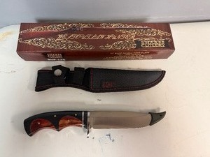 Sharps Cutlery West Outlaw Hunter Knife. Stainless Steel Blade, Black and Walnut Pakka Wood Handle 11 Overall