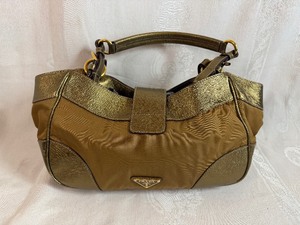 PRADA Shoulder Bag, Tobacco and Bronze, Nylon and Leather Includes Authenticity Card, Product Tag and Dust Bag - Excellent Condition