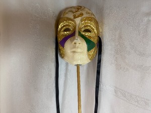 Decorative Masquerade Mask Mardi Gras Style on a 3 Stick