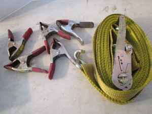 Ratchet Strap with Xtra Strap, Clamps