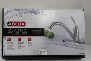 Delta Classic 100-DST Single-Handle Kitchen Faucet, Chrome Finish, 3-Hole Sink Compatible