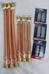 Homewerks Worldwide Water Heater Supply Line - Corrugated Copper, 18 in, 12 in, Dielectric Nipples.