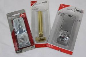 National Hardware Keyed Hasp V827N183-780, Brass Surface Bolt V1922N197-988, Ace Swivel Hasp