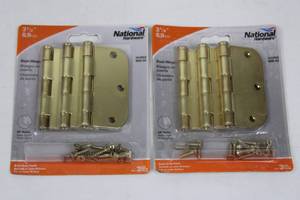 National Hardware V512R5B Door Hinge - 3-12 Bright Brass Finish - 2-Pack
