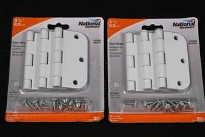 National Hardware Door Hinge 3-12 White Finish 3-Piece Pack - 2 Pack