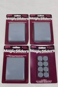 MagicSliders The Original - Multi-Surface Friction Fighter - 4x3in Discs (4-Pack) & 8 Adhesive
