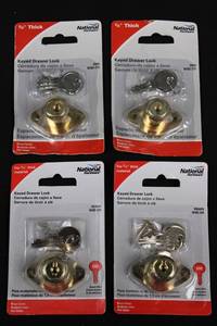 National Hardware VKA826 N185-298 Keyed Drawer Lock - Brass Finish, 34 in. Thick