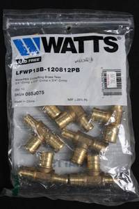 Watts LFWP18B-120812PB WaterPEX Brass Tees 34in x 12in x 34in Crimp (Lot of 10)