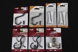National Hardware Coat Hooks & Spring Door Stops Assortment - Oil Rubbed Bronze & White (8-Pack)