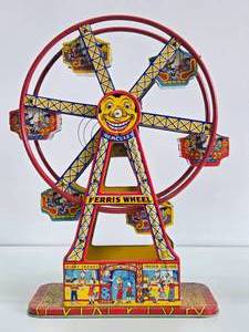 Vintage CHEIN Tin Litho Ferris Wheel Toy - 16.5
