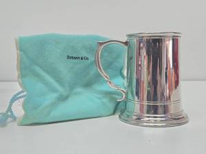 Signed TIFFANY &amp Co. Handcrafted Pewter Tankard wBag
