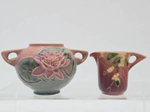 Vintage ROSEVILLE Art Pottery Vase &amp Small Pitcher