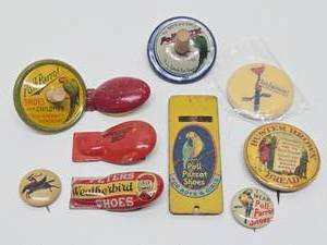 Nice Estate Lot of Orig Vintage 1930s era Advertising&nbspTin Toys &amp Noisemakers - Buster Brown &amp Poll Parrot Shoes
