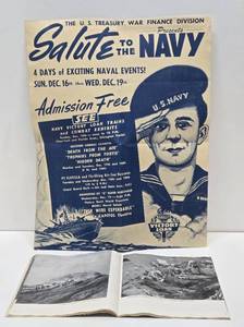 Original Vintage WW2 Navy Poster wWW2 Naval Photo Book