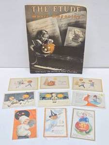 Great Estate Lot of Antique Halloween Postcards &amp Sheet Music