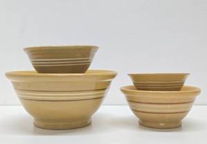 Lot of 4 Old Vintage Stoneware Mixing Bowls