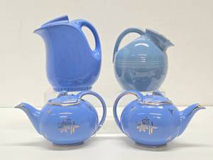 Vintage HALL Blue Ceramic Teapots &amp Pitchers
