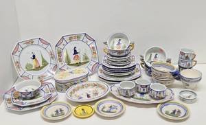 LARGE Collection of Vintage French Henriot QUIMPER Dishware