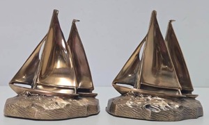 Very Nice looking Mid Century Brass Sailboat Bookend Set - PM Craftsman&nbsp
