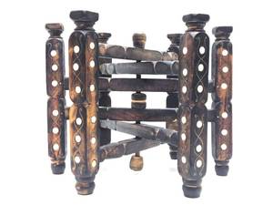 Vintage Inlaid Wood Folding Table Base