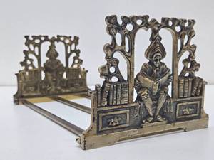 Old Vintage 1930s era Extendable Brass Bookcase  Bookend Set