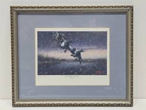 Framed Signed Numbered ARTIST PROOF Print by Les Kouba - Bills Battlin First Snow