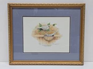 Framed Signed Numbered Print by Les Kouba - Australian Diamond Doves