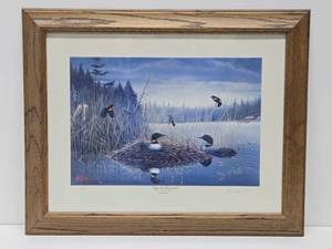 Framed Signed Numbered Print by Les Kouba - May in Minnesota wLoons