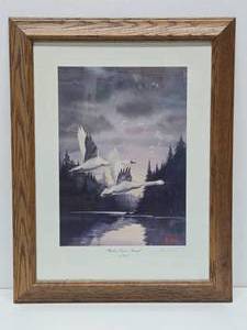 Framed Signed Numbered Print by Les Kouba - Whistlers Comin Through