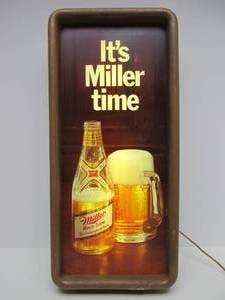 Large Working Vintage MILLER High Life Lighted Beer Sign Its Miller Time
