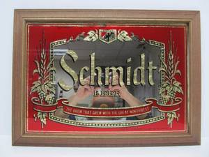 Vintage SCHMIDT BEER Advertising Mirror Sign