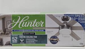 New Unused HUNTER 52 Tustin Brushed Nickel Ceiling Fan