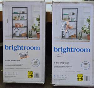 Brand New Matching Pair of BRIGHTROOM 5-Tier Black Wire Shelving Units