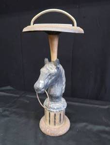 VINTAGE HORSE HEAD FLOOR ASHTRAY  SMOKING STAND