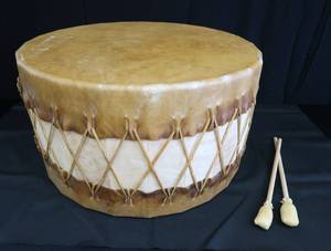 HUGE NATIVE AMERICAN PUEBLO-STYLE CEREMONIAL DRUM