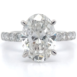 4 Carat Diamond Oval & Pavé Hidden Halo Ring in 14k White Gold *VIDEO*