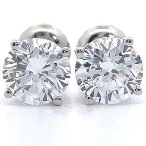 1.85 Carat Diamond Round Solitaire Stud Earrings in 14k White Gold w EGL REPORT VIDEO