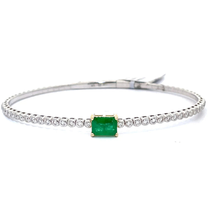 1.46 Carat Natural Emerald & Diamond Bangle Bracelet in Two-Tone Gold Retail $14,490 VIDEO