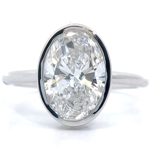 3 Carat Diamond Oval Solitaire Ring in 14k White Gold w EGL Report VIDEO