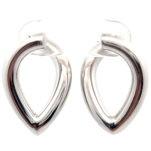 Estate Oblong Tubular Twist Raindrop Hoop Earrings in 18k White Gold MADE IN ITALY VIDEO